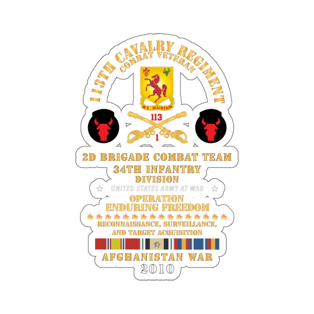 Kiss-Cut Stickers - 1st Bn, 113th Cavalry Regiment, 2nd BCT, 34th ID - Enduring Freedom Combat Veteran x 300