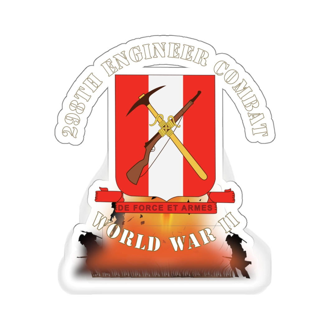 Kiss-Cut Stickers - 298TH Engineer Combat Battalion DUI - WWII - Fire X 300