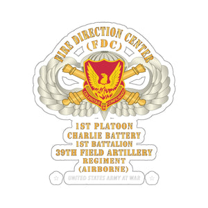 Kiss-Cut Stickers - 39th Field Artillery Regiment, 1st Platoon, FDC, Charlie Battery, 1st Battalion Airborne - V1 Gold X 300