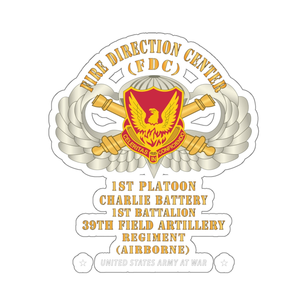 Kiss-Cut Stickers - 39th Field Artillery Regiment, 1st Platoon, FDC, Charlie Battery, 1st Battalion Airborne - V1 Gold X 300