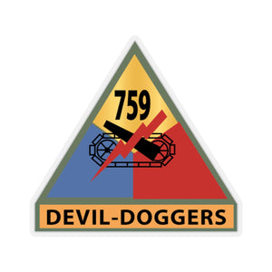 Kiss-Cut Stickers - 759th Tank Battalion SSI w NameTape - Devil Doggers X 300