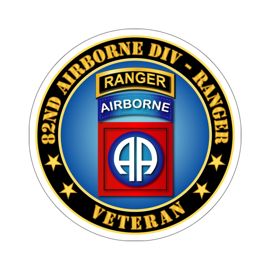 Kiss-Cut Stickers - 82nd Airborne Div - Ranger Veteran