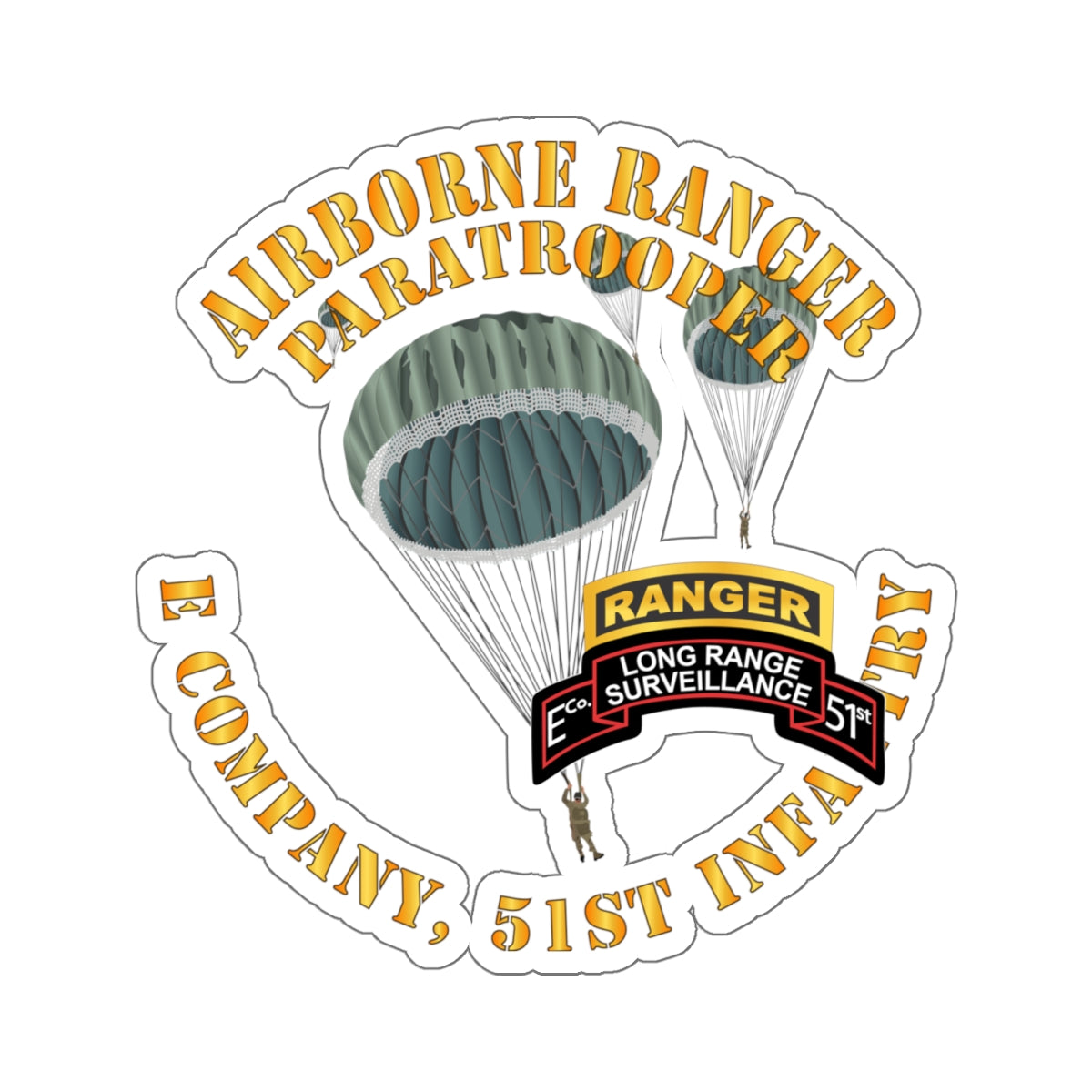 Kiss-Cut Stickers - Airborne Ranger - E Company- 51st Infantry (Ranger ...