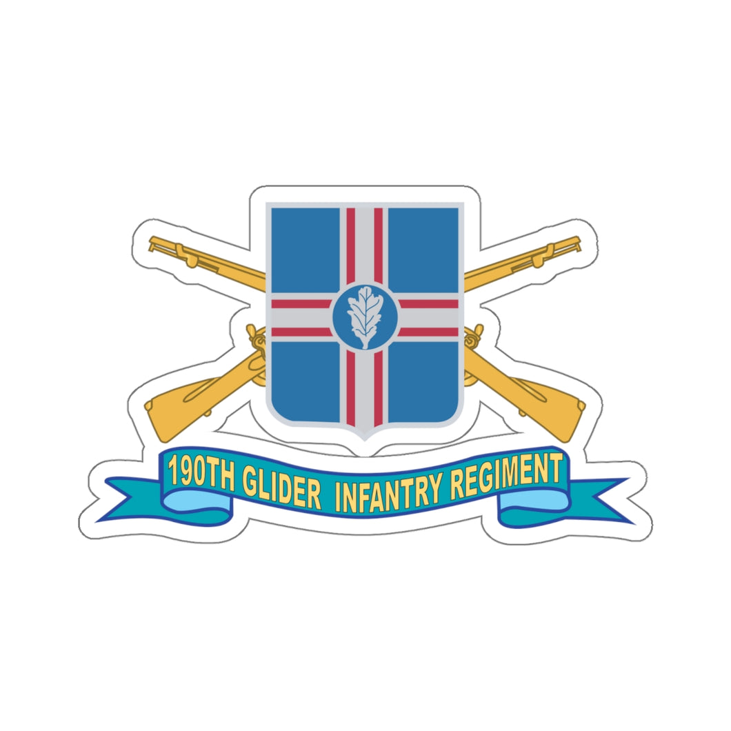 Kiss-Cut Stickers - Army - 190th Glider Infantry Regiment w Br - DUI - Ribbon X 300