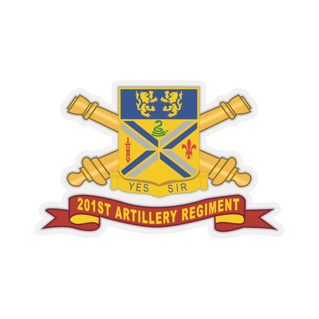 Kiss-Cut Stickers - Army - 201st Field Artillery Regiment - DUI w Br - Ribbon X 300