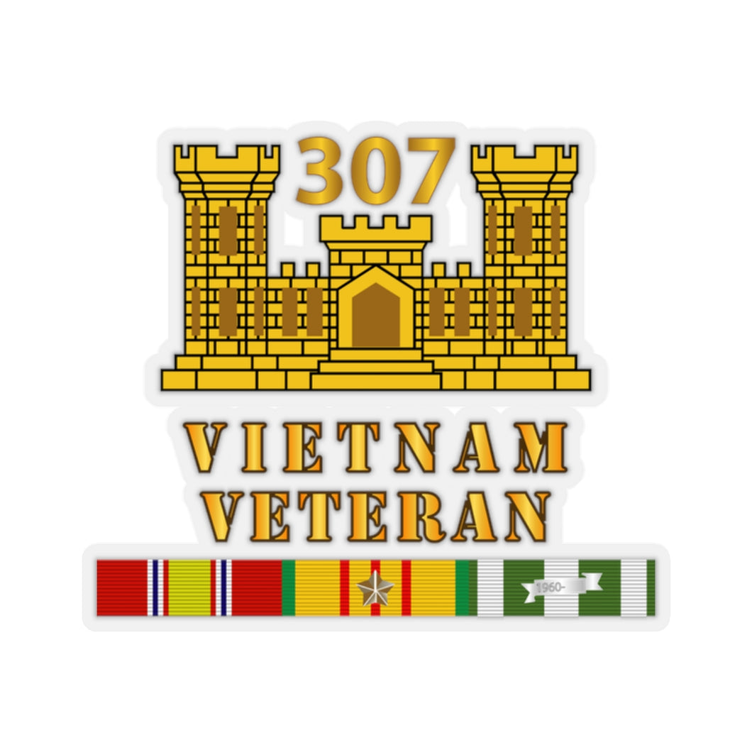 Kiss-Cut Stickers - Army - 307th Engineer Battalion - ENG Branch - Vietnam Vet w VN SVC