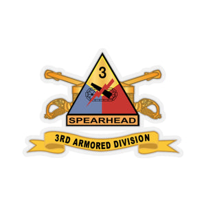 Kiss-Cut Stickers - Army - 3rd Armored Division - SSI w Br - Ribbon X 300