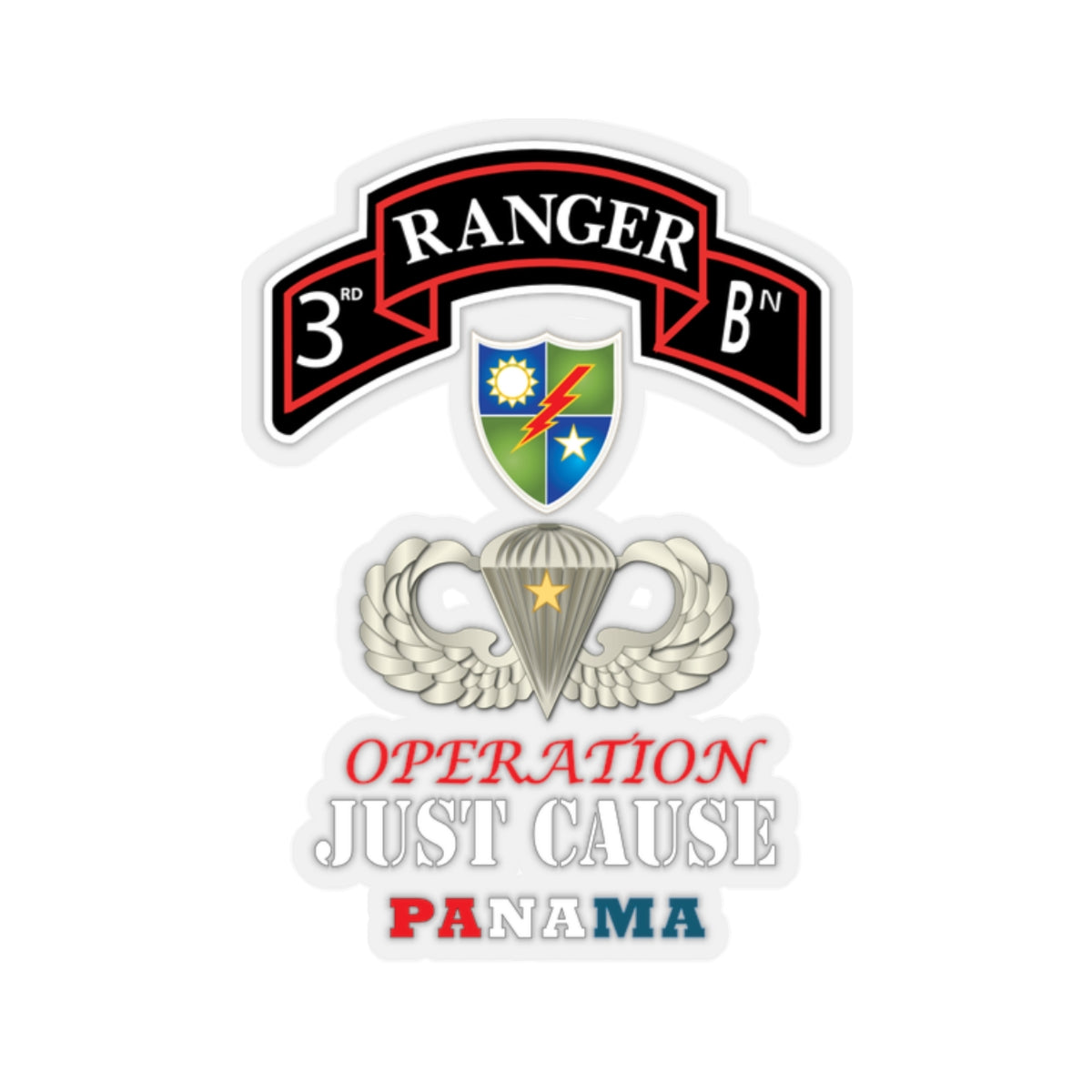 3rd Ranger Sticker Kiss-Cut Stickers | 3rd Ranger Bn DUI Airborne Combat Jump Operation ...
