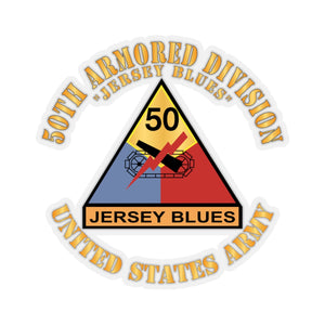 Kiss-Cut Stickers - Army - 50th Armored Division - SSI - Jersey Blues - Jersey Blues - US Army X 300