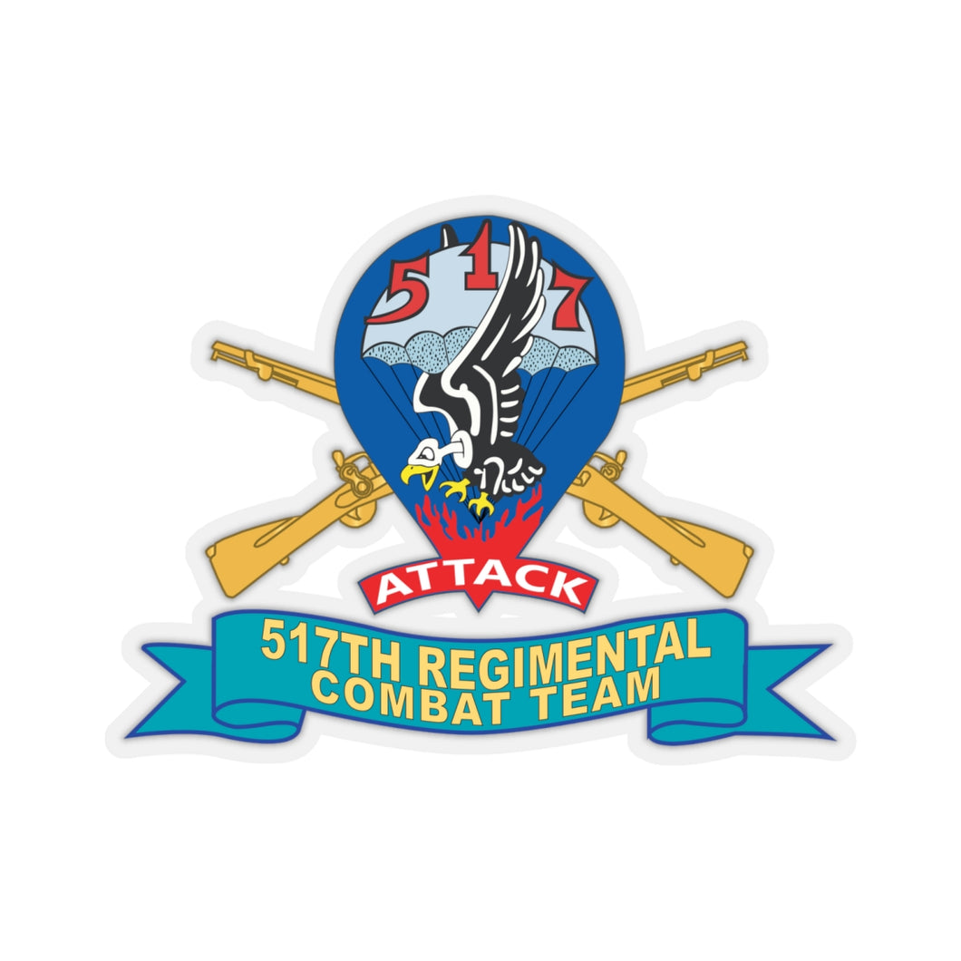 Kiss-Cut Stickers - Army - 517th Regimental Combat Team (RCT) - Infantry w Br - Ribbon X 300