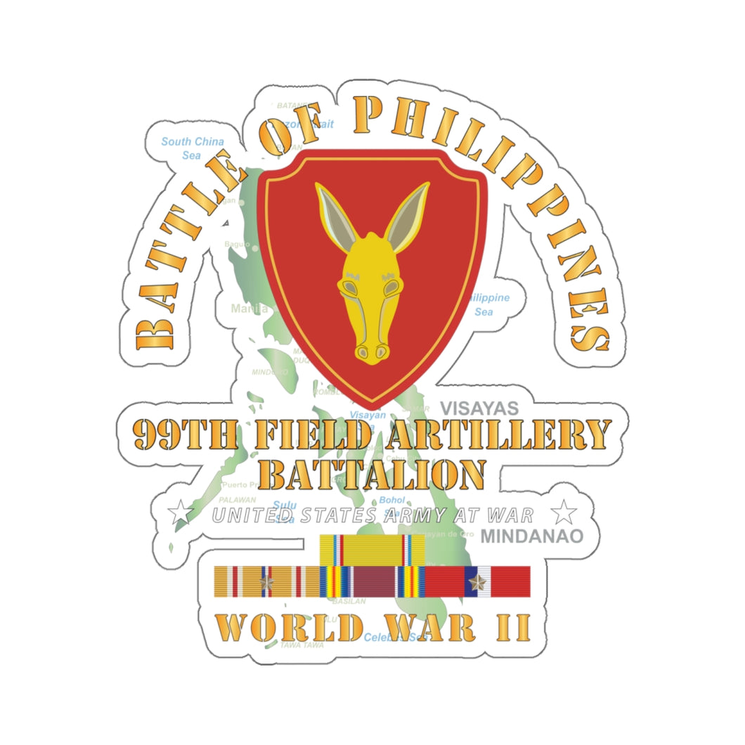 Kiss-Cut Stickers - Army - Battle for Philippines - 99th Field Artillery Battalion w PAC - PHIL SVC X 300