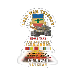 Kiss-Cut Stickers - Army - Cold War Vet - 4th Bn 73rd Armor - 1st Inf Div - Panzer Kaserne Boblingen, FRG - M60A1 Tank w COLD SVC X 300