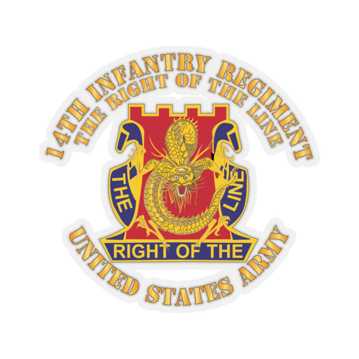 Kiss-Cut Stickers - Army - DUI - 14th Infantry Regiment The right of t ...