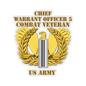 Kiss-Cut Stickers - Army - Emblem - Warrant Officer 5 - CW5 w Eagle - Combat Veteran