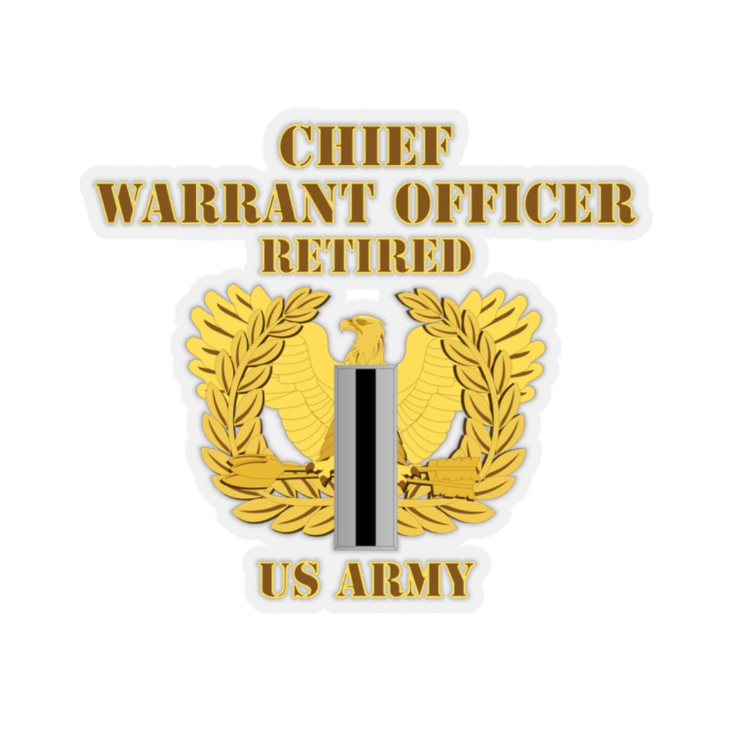 Kiss-Cut Stickers - Army - Emblem - Warrant Officer 5 - CW5 w Eagle - US Army - Retired - Flat  X 300 - Hat