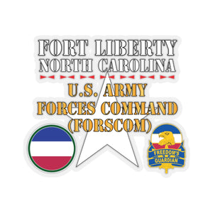 Kiss-Cut Stickers - Army - Fort Liberty North Carolina - US Army Forces Command (Forscom) SSI - DUI X 300