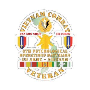 Kiss-Cut Stickers - Army - Vietnam Combat Vet - 6th PSYOPS Bn - USARV w VN SVC X 300