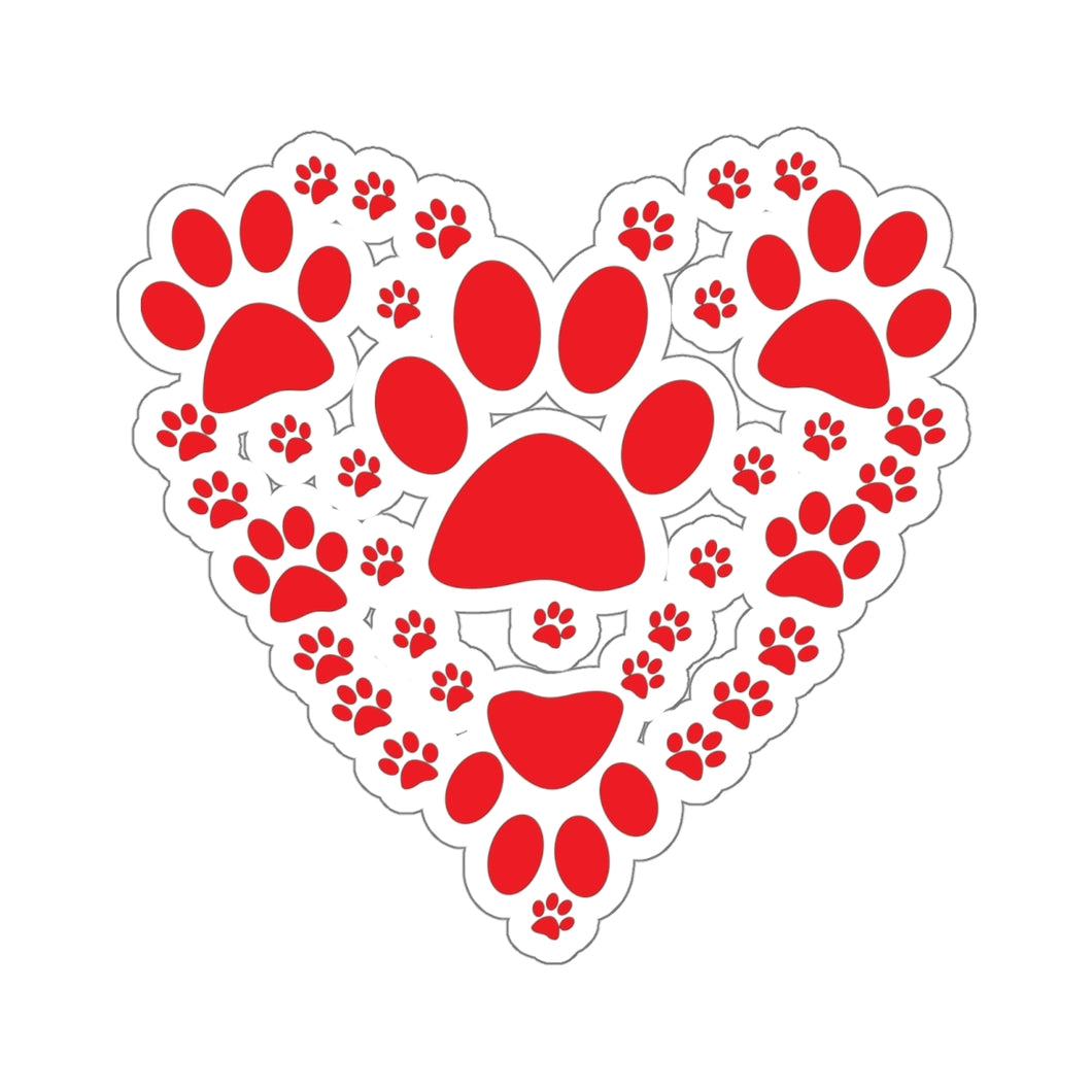 Kiss-Cut Stickers - Big Heart - Made w Dog Paw Prints X 300