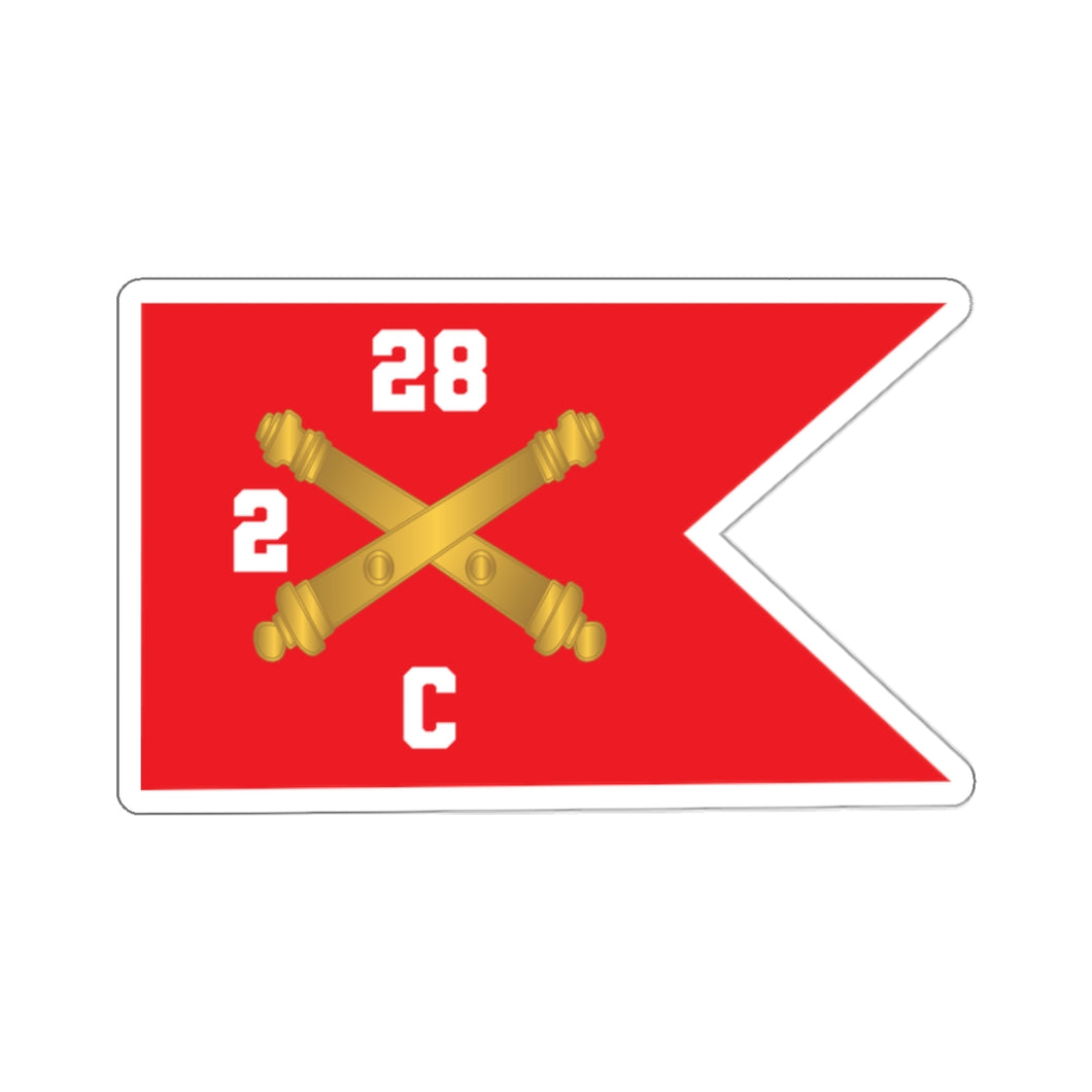 Kiss-Cut Stickers - C Brty, 2nd Battalion 28th Field Artillery Regiment - Red Wing Guidon X 300