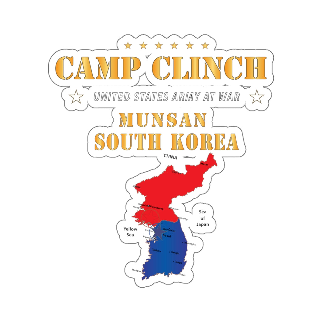 Kiss- Cut Stickers - Camp Clinch - Munsan - South Korea w Map - Vert X 300