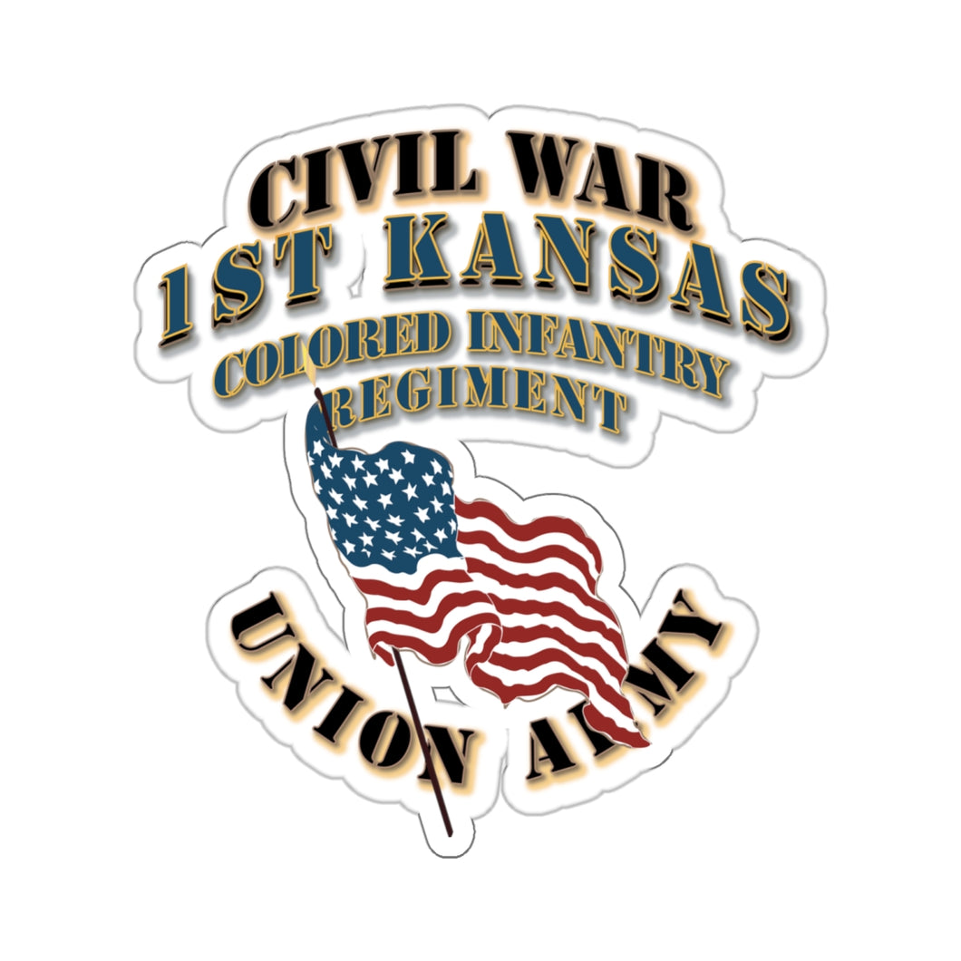 Kiss-Cut Stickers - Civil War - 1st Kansas Colored Infantry Regiment - USA X 300