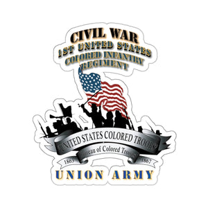 Kiss-Cut Stickers - Civil War - 1st United States Colored Infantry Regiment with USCT Bureau Banner - USA X 300