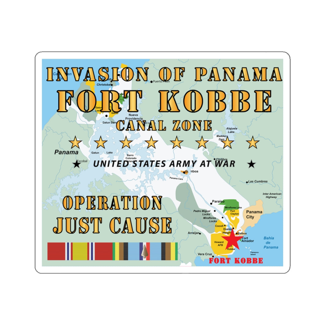 Kiss-Cut Stickers - Invasion of Panama - Just Cause - Fort Kobbe - CZ w Svc Ribbons w Map X 300