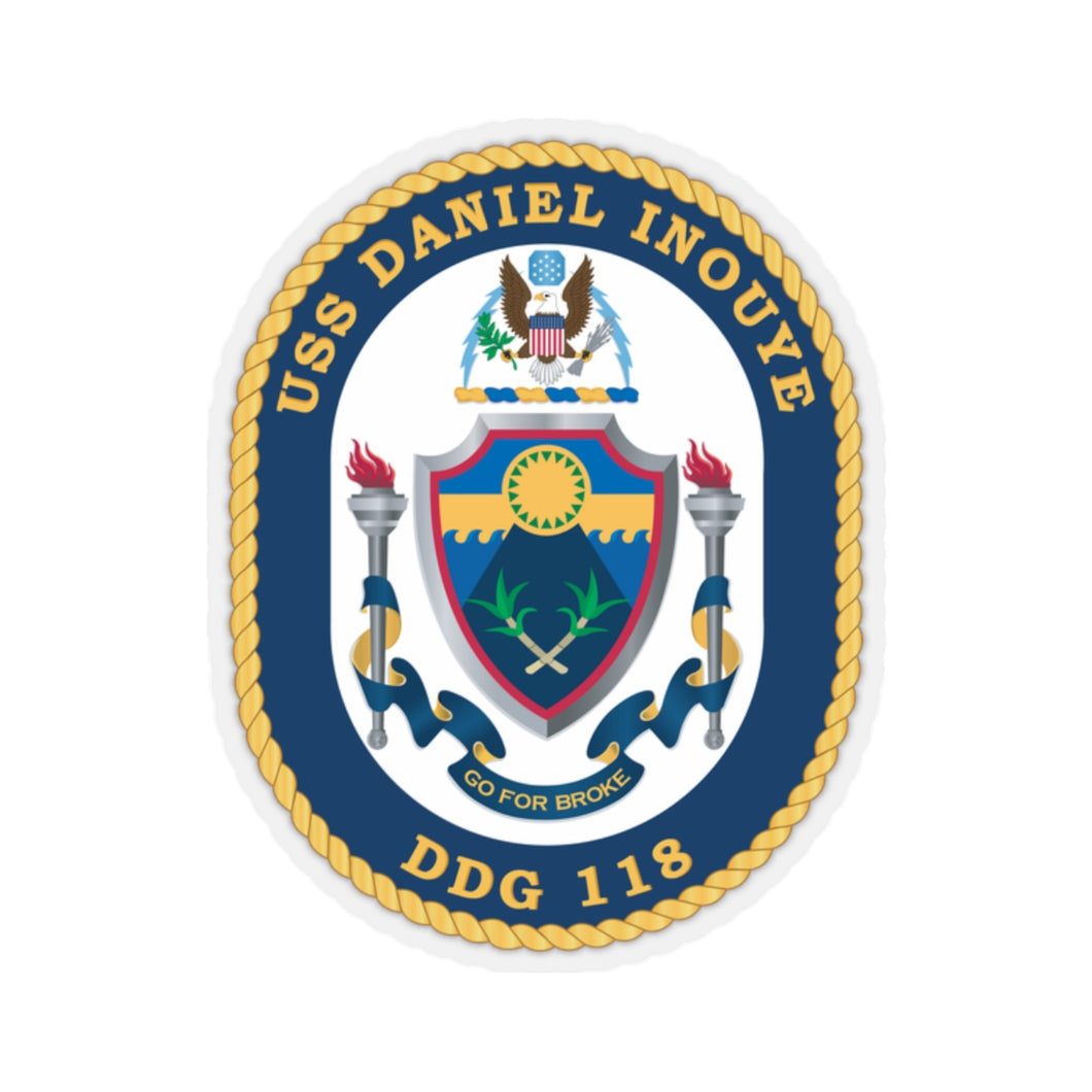 Kiss-Cut Stickers - Navy - USS Daniel Inouye (DDG-118) wo Txt X 300