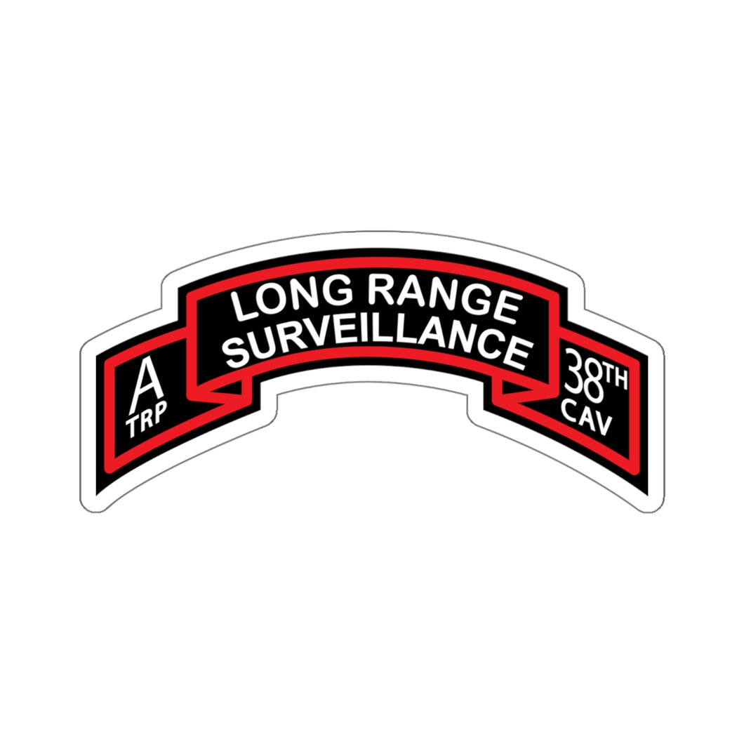 Kiss-Cut Stickers - SSI - A Trp,  38th Cavalry (Long Range Surveillance )Scroll X 300