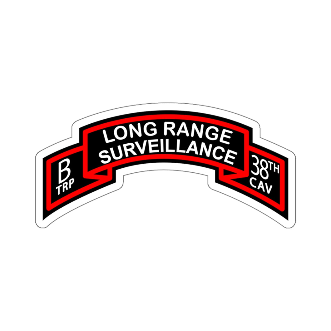 Kiss-Cut Stickers - SSI - B Trp,  38th Cavalry (Long Range Surveillance )Scroll X 300