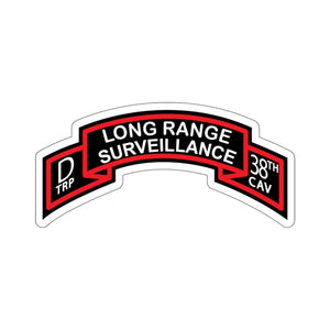 Kiss-Cut Stickers - SSI - D Trp,  38th Cavalry (Long Range Surveillance )Scroll X 300