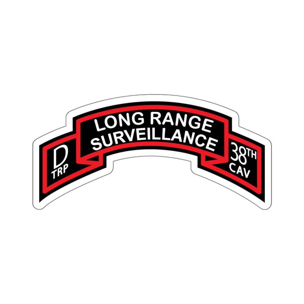 Kiss-Cut Stickers - SSI - D Trp,  38th Cavalry (Long Range Surveillance )Scroll X 300