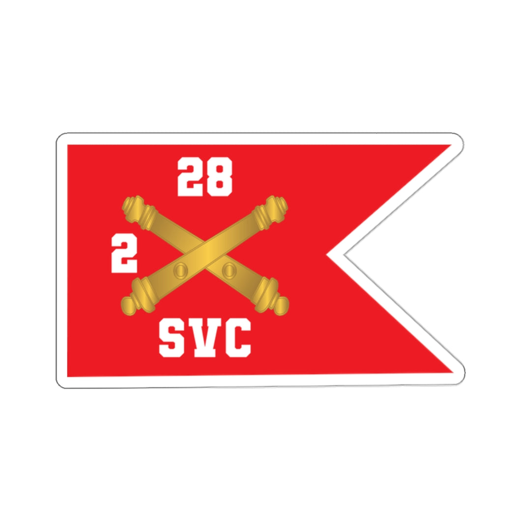 Kiss-Cut Stickers - SVC Brty, 2nd Battalion 28th Field Artillery Regiment - Red Wing Guidon X 300