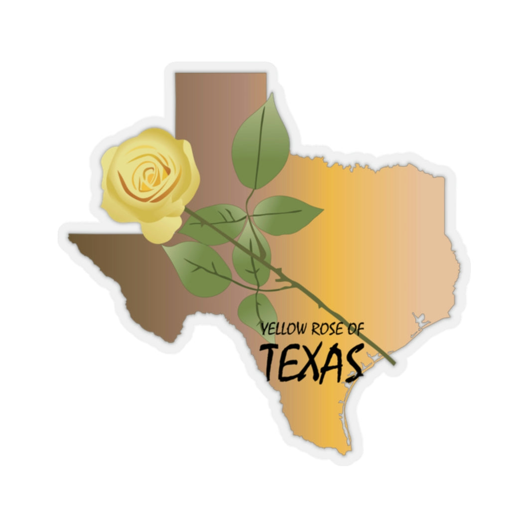 Kiss-Cut Stickers - Texas -  Yellow Rose of Texas w Texas State Map X 300