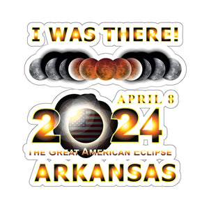 Kiss-Cut Stickers - Total Eclipse - 2024 - I was There w Yellow Outline - ARKANSAS