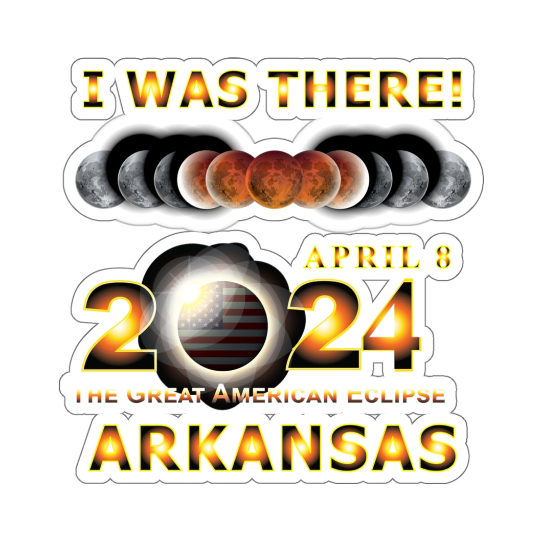 Kiss-Cut Stickers - Total Eclipse - 2024 - I was There w Yellow Outline - ARKANSAS