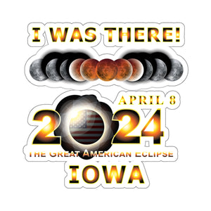 Kiss-Cut Stickers - Total Eclipse - 2024 - I was There w Yellow Outline - IOWA