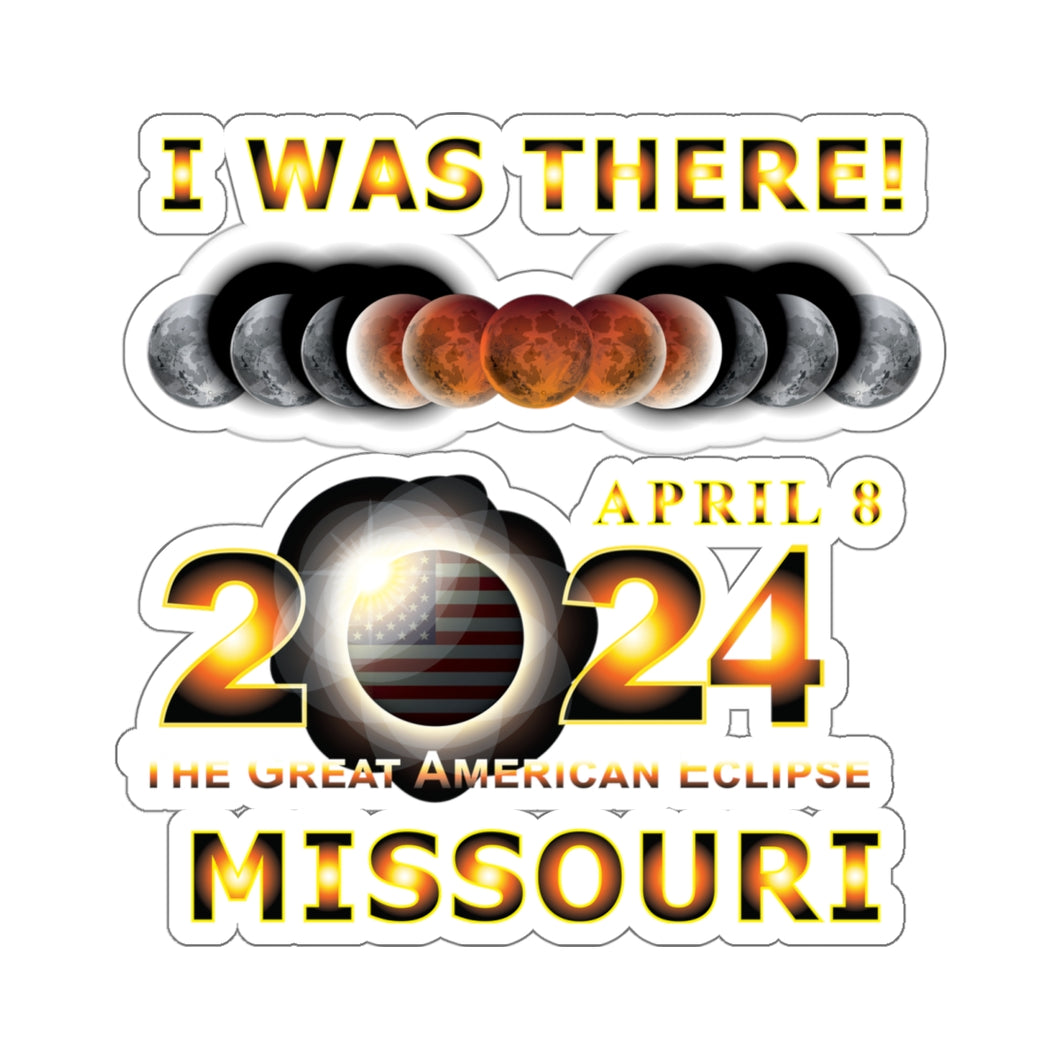 Kiss-Cut Stickers - Total Eclipse - 2024 - I was There w Yellow Outline - MISSOURI