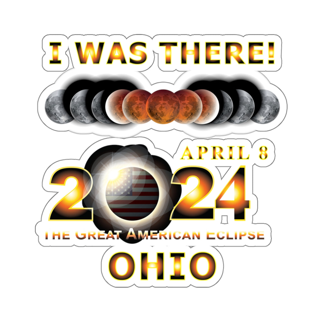 Kiss-Cut Stickers - Total Eclipse - 2024 - I was There w Yellow Outline - OHIO