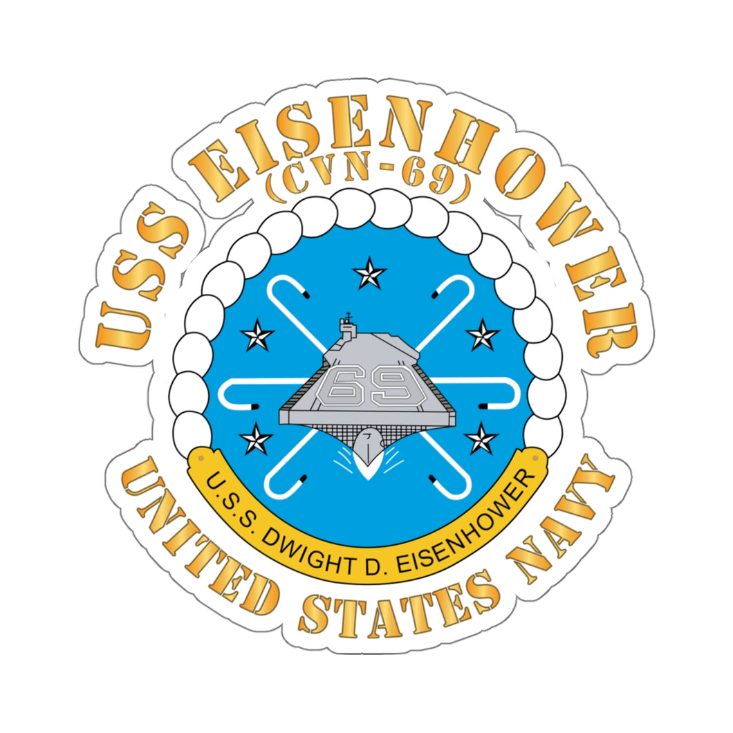 Kiss-Cut Stickers - USS Dwight D. Eisenhower (CVN-69) Crest with Txt X 300