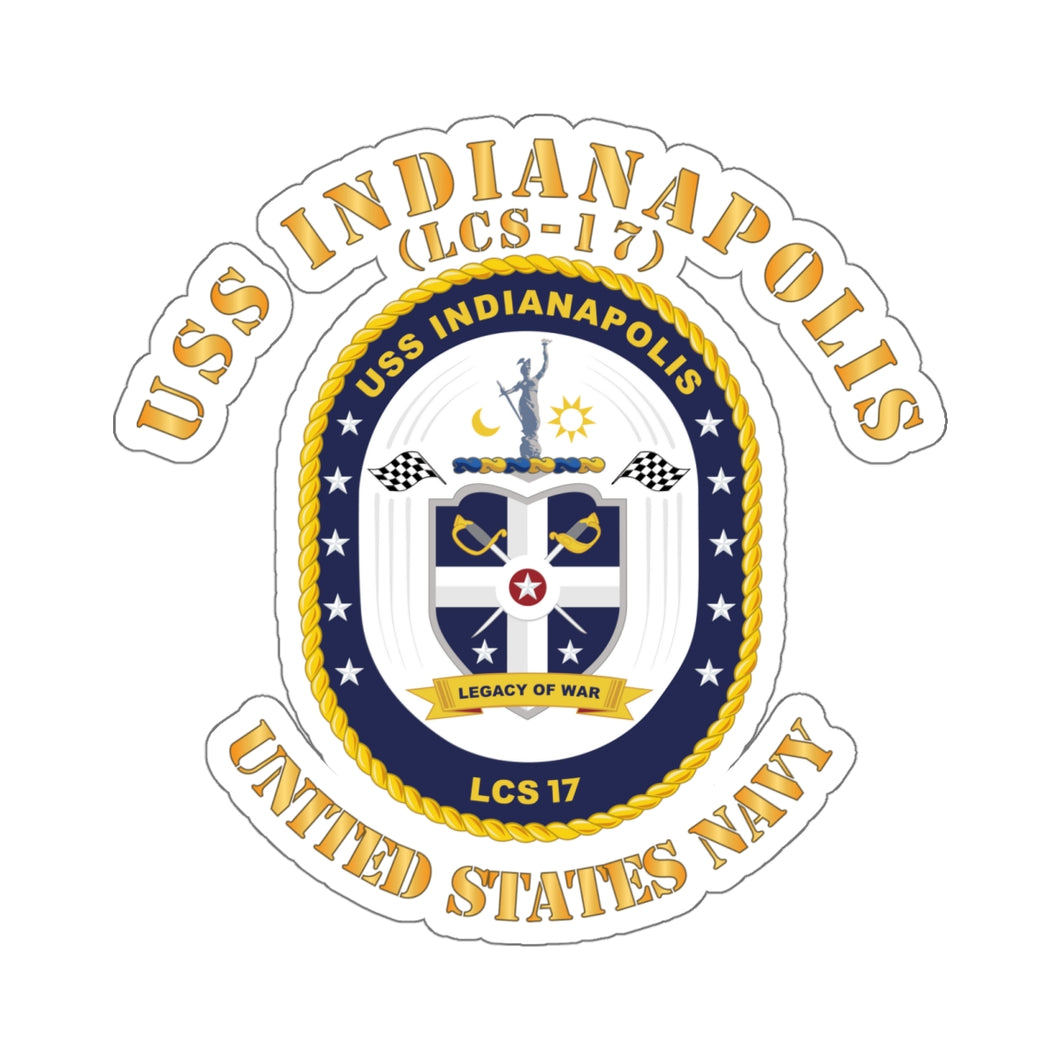 Kiss-Cut Stickers - USS Indianapolis (LCS-17) w Txt X 300