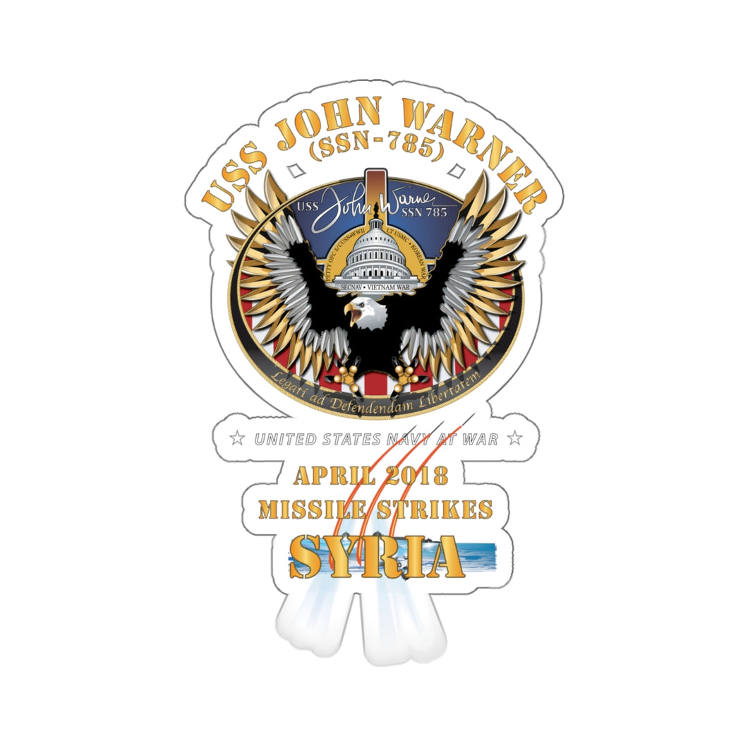 Kiss-Cut Stickers - USS John Warner (SSN 785) - 2018 Missile Strike Syria  X 300