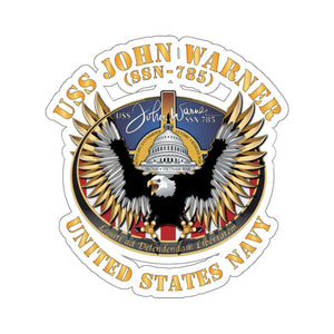 Kiss-Cut Stickers - USS John Warner (SSN 785) w Txt X 300