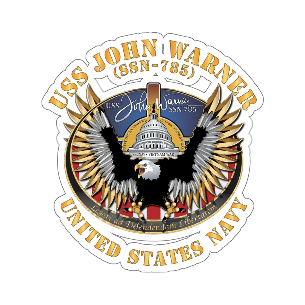 Kiss-Cut Stickers - USS John Warner (SSN 785) w Txt X 300