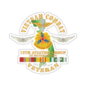 Kiss-Cut Stickers - Vietnam Combat Aviation Vet w Air Crew Badge - 12th  AVN GroupI Mil Region III w SVC X 300