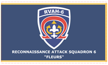 Load image into Gallery viewer, Rectangle Flags - Reconnaissance Attack Squadron 6 (RVAH-6) - Navy - True Navy Blue Flag Background and Gold Fringe - w Insignia  TXT X 300
