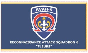 Rectangle Flags - Reconnaissance Attack Squadron 6 (RVAH-6) - Navy - True Navy Blue Flag Background and Gold Fringe - w Insignia  TXT X 300