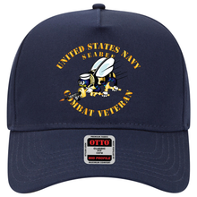 Load image into Gallery viewer, Baseball Cap - Navy - Seabee - Combat Veteran - No Shadow
