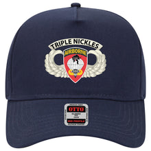 Load image into Gallery viewer, Baseball Cap - Airborne Badge - 555th Parachute Infantry Bn - SSI w Triple NicklesTab X 300
