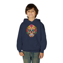 Load image into Gallery viewer, Youth Heavy Blend Hooded Sweatshirt - Coco Floral Skull
